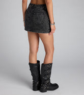 Keep It Cool Mid-Rise Acid-Wash Denim Skort